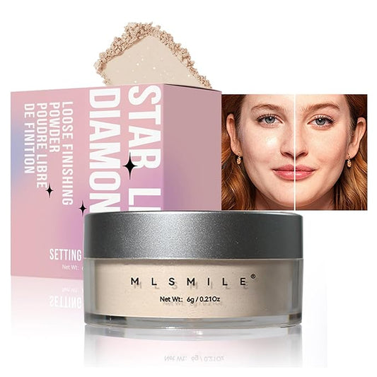 AKARY White Translucent Setting Powder, Shimmer Finishing Powder Oil Control for Long Lasting Makeup, Lightweight Loose Powder Waterproof Makes Skin Downy, Blurring Powder for All Skin Tones, 01