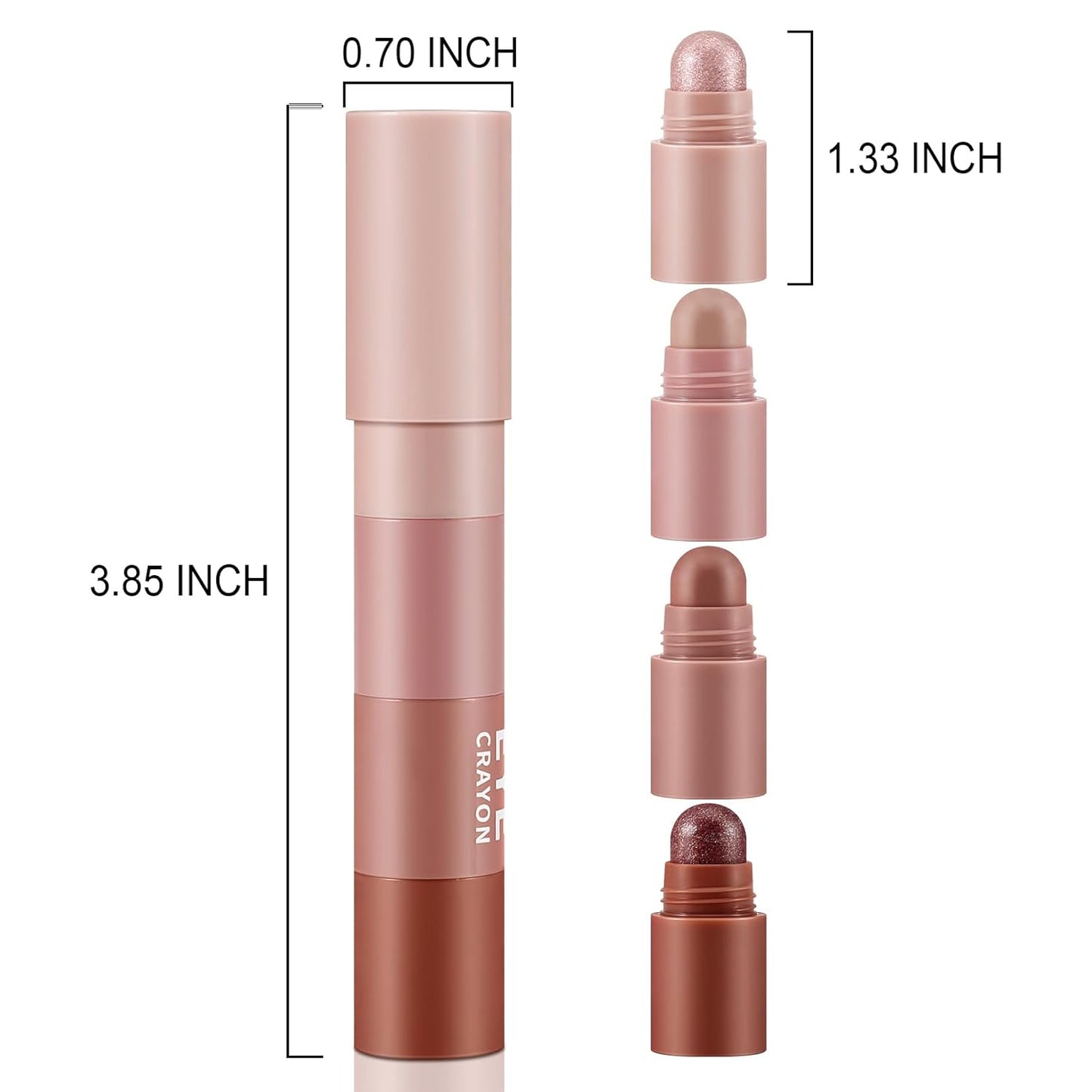 4 Color Eyeshadow Pencil，Glitter Eyeshadow Stick，Creamy Matte Eye Shadow Pen，Face & Eye Highlighter Pen，Highly Pigmented Crayon Nude Eye Shadow