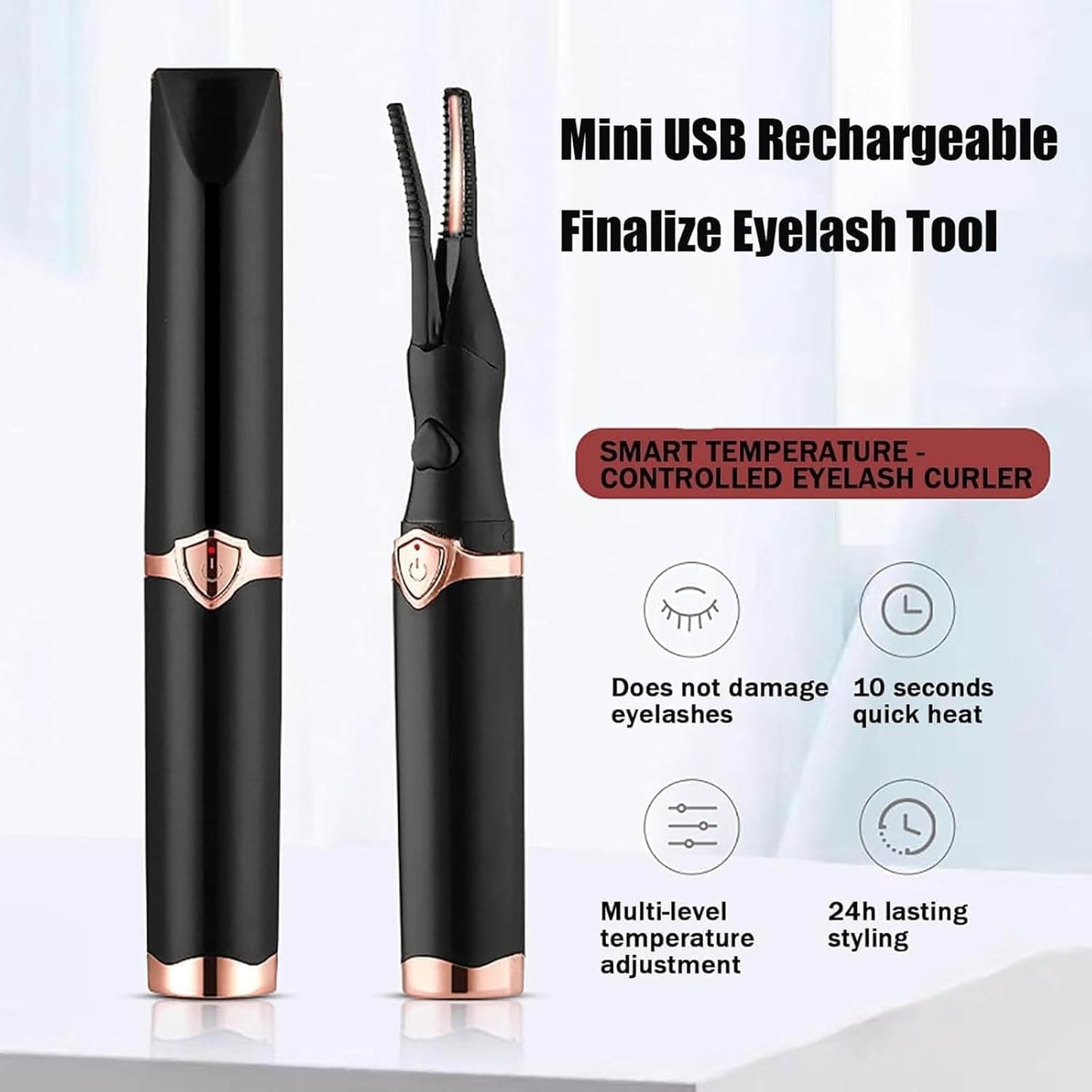 Electric Eyelash Curlers, 2025 New Heated Eyelash Curler, Eyelash Curler for Women, with 8s Fast Heating, 3 Adjustable Temperatures, USB Rechargeable for Long-Lasting Curls (2Pcs White)