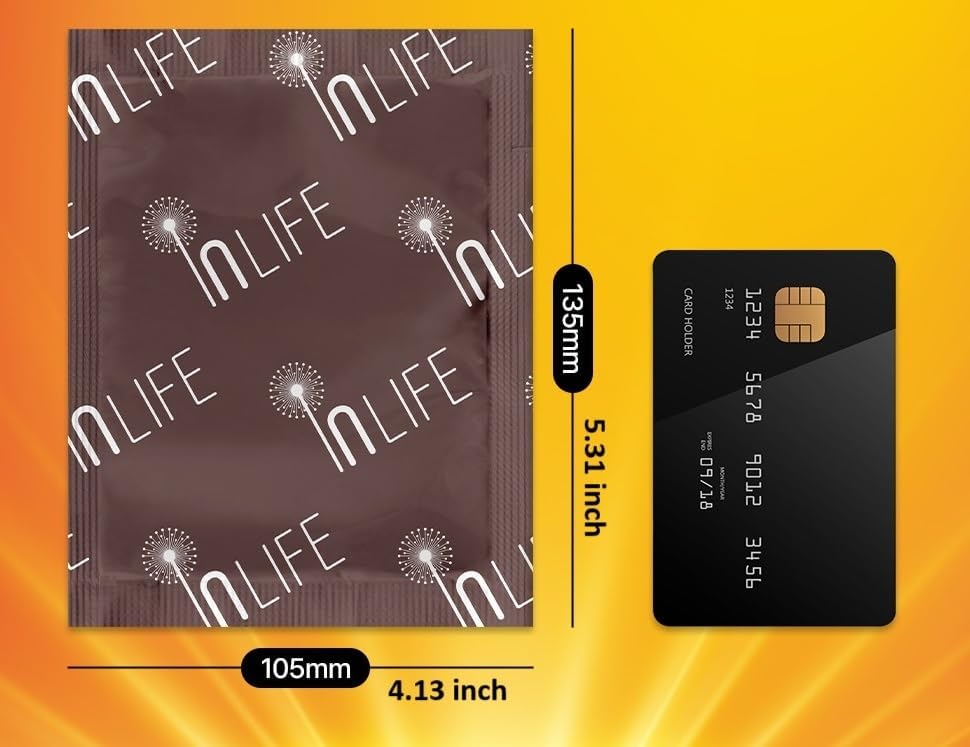 InLife Extra Size Super Warmer for Hands and Body, All Natural & Safe, Bigger & Wider Area Covered, Higher Heating 145°F, Air Activated, Easy & Comfort, Steady Longer Lasting, Odorless, 30 Packs