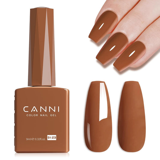 CANNI Brown Gel Nail Polish, 1Pcs Caramel Coffee Brown Color High Gloss Soak Off UV Nail Polish Gel Manicure Salon DIY
