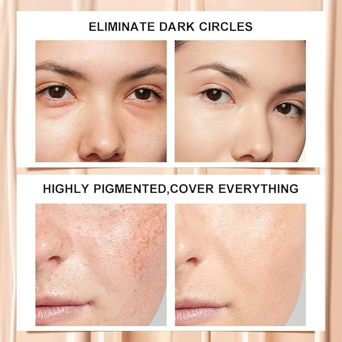 Kaely 2Pcs Hydrating Concealer Wand,Full Coverage Liquid under Eye Concealer,Long Lasting Waterproof Primer Makeup for Dark Circles and Puffiness Trouble Spots Redness,Eye Ring corrector de ojeras 02