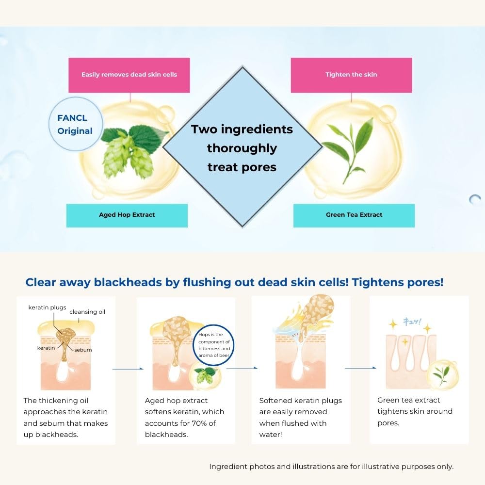 FANCL Mild Cleansing Oil, Japanese Facial Cleansing Oil, Makeup Remover, Oil Cleanser, 100% Preservative Free, Clean Skincare for Sensitive Skin [US Package] (1, Blue)