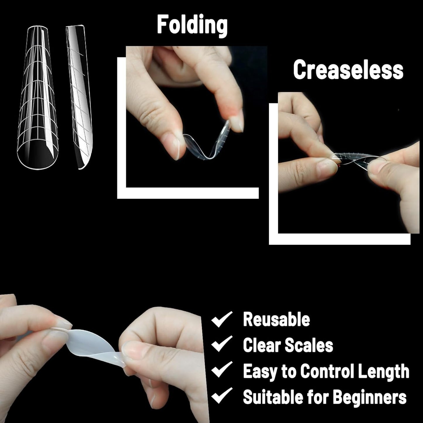 Allstarry 360pcs Nail Dual Forms, Silicone French Nail Forms for Poly Gel Nail Gel Extension Full Cover Acrylic Nail Tips 5 tpye nail form and Silicone Reusable Stickers for Nail Art Design