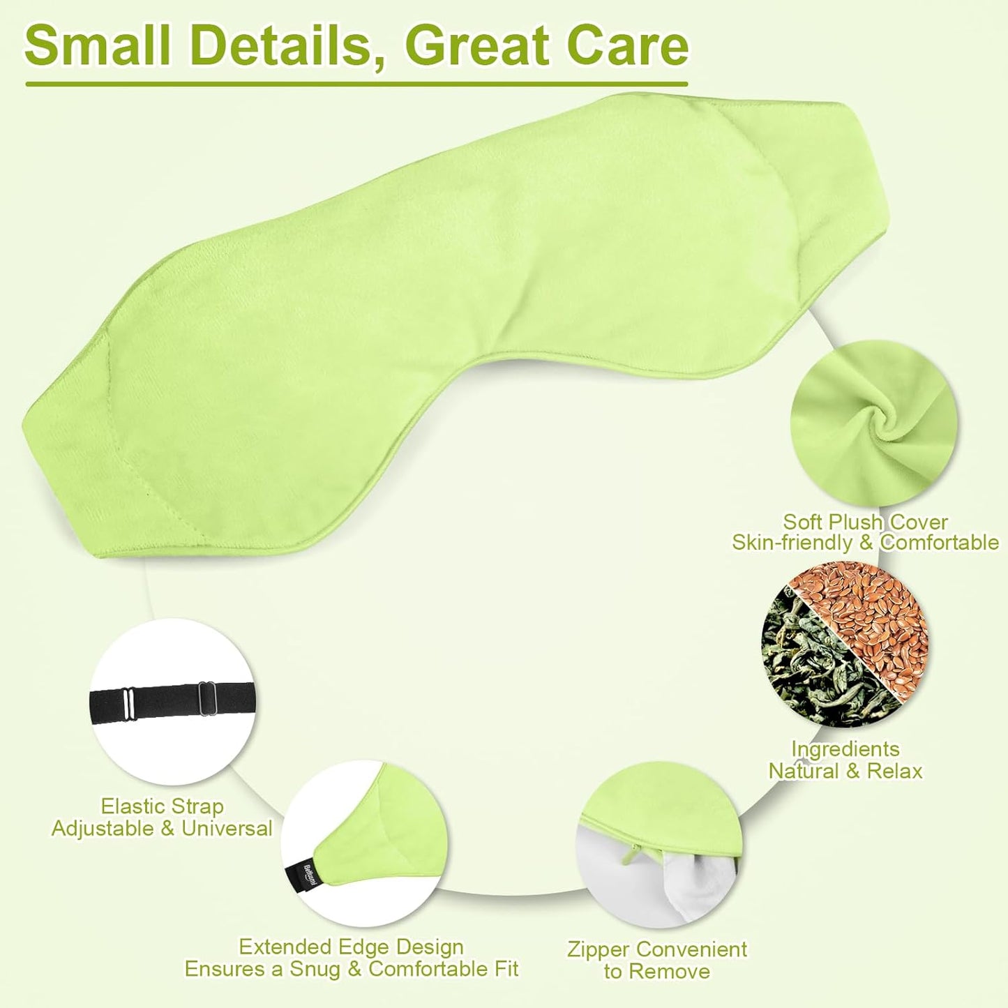 Weighted Eye Mask for Sleeping, Soft Heated Eye Mask, Moist Heat Warm Compress for Eyes, Natural Green Tea& Flaxseeds Microwave Reusable Sleep Mask, Must Haves for Women Spa, Home, Office