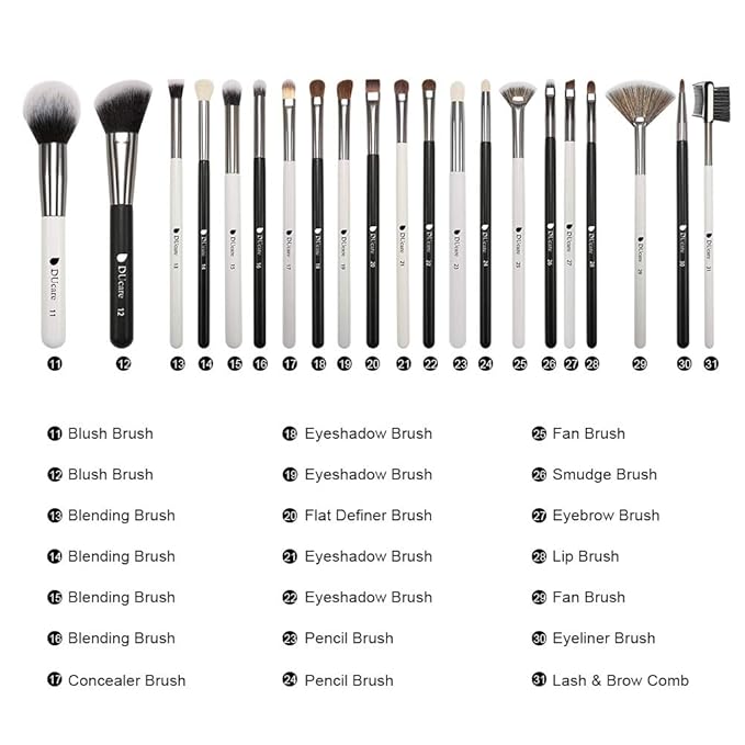 DUcare Professional Makeup Brushes 31Pcs Panda Series Makeup Brush Set Kabuki Foundation Blending Face Powder Blush Concealers Eye Shadows With Leather Case Organizer