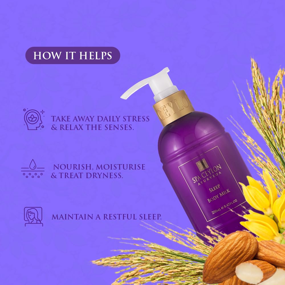 SPA CEYLON SLEEP Body Milk | Pure Lavender & Luxurious Fragrance | Nourishes & Treats Dryness | Suitable for all skin types