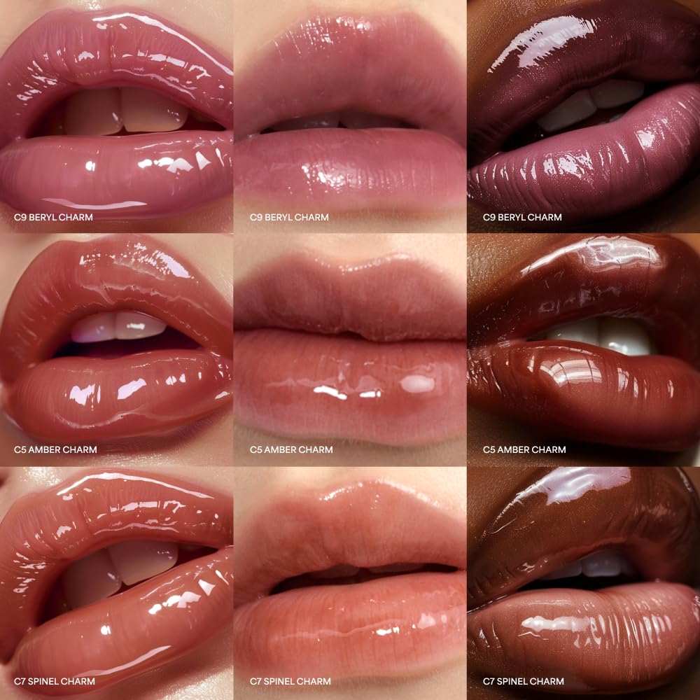 ENTROPY Makeup 2-in-1 Charm Shiny Glowy Lip & Cheek Gloss Tint Keychain, High Pigment Glossy Lip Color & Plumping Gloss, C10 Taaffeite Charm