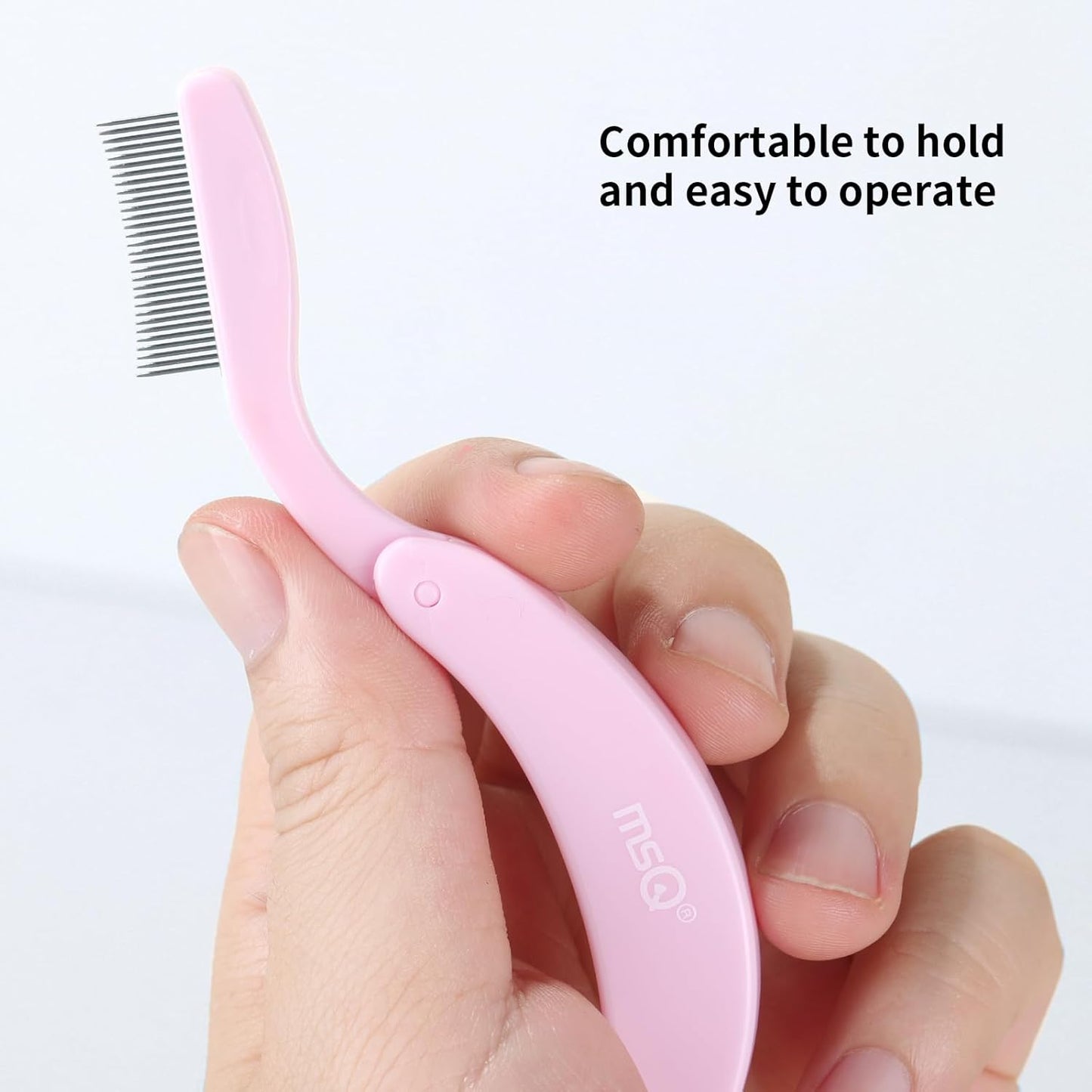 Eyelash Comb MSQ Eyelash Separator Tool Eyelash Comb Separator Folding Eyelash Brush Separator Lash Comb for Eyelash Makeup Brush (Pink)