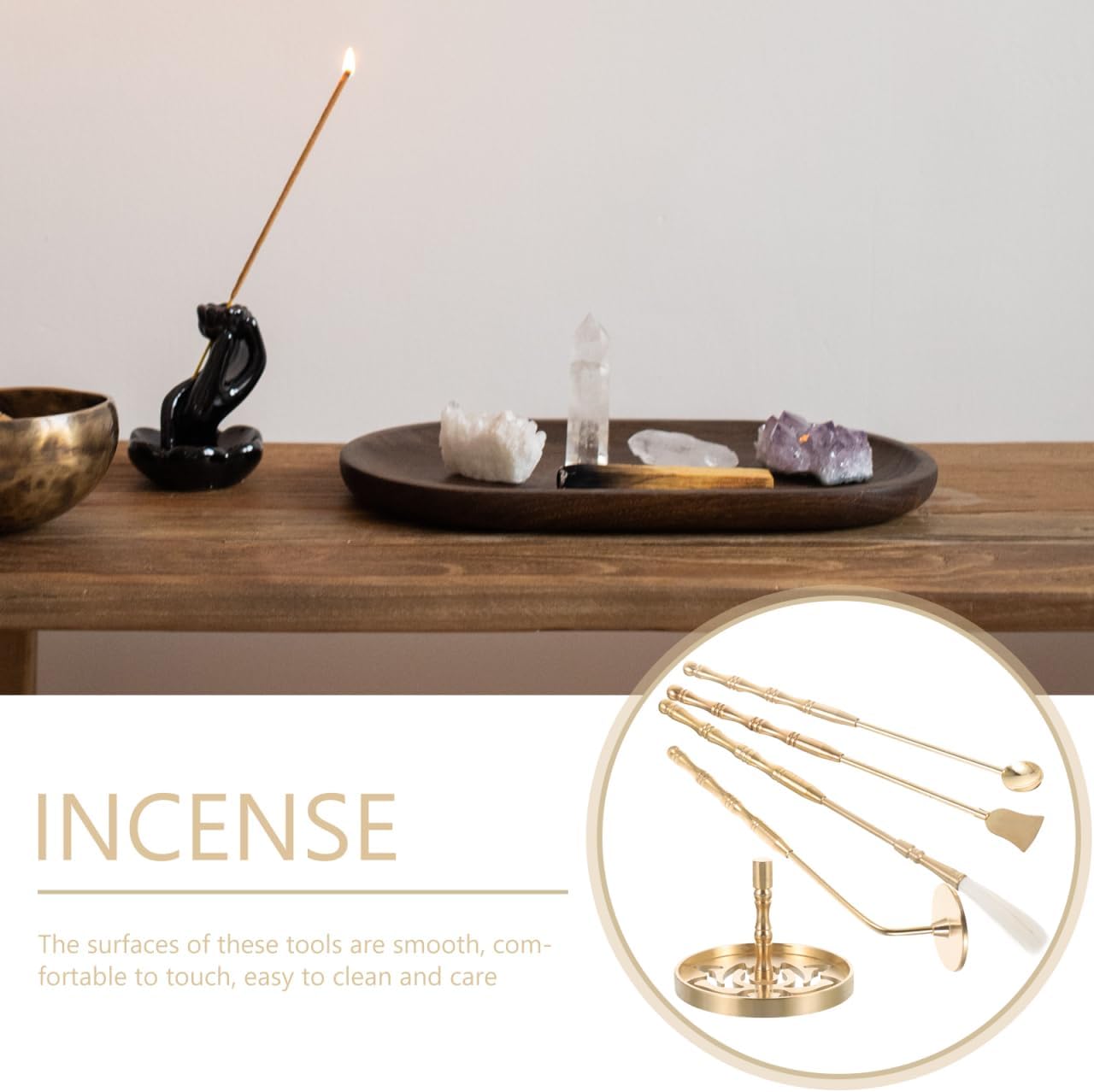 Incense Burner Kit 5pcs - Incense Cone Molds, Press, Shovel, Brush - Brass Chinese Incense Burner Kit Incense Making Kit for Yoga Meditation DIY Home Fragrance