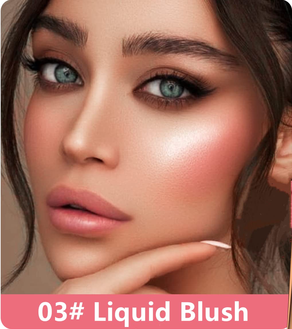 Go Ho Liquid Blush Beauty Wand,Blendable Super Silky Cream Blush Stick,Face Moisturizing Contour Blush Stick with Fine Cushion Applicator,Cruelty-free,003# Medium Pink