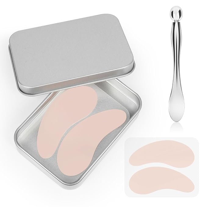 Under Eye Patches - 2 Pairs Reusable Sustainable Silicone Eye Patches, Plump Fine Lines and Wrinkles, Boost Hydration, with Metal Eye Cream Applicator