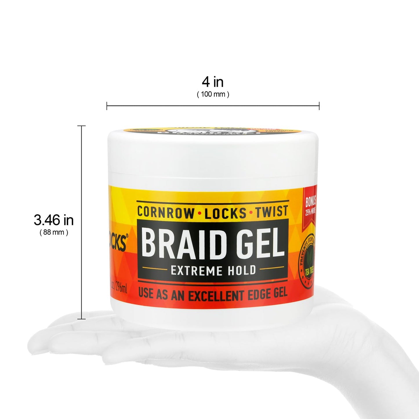 AllDay Locks Braid Gel (10 oz) | Extreme Hold, High Shine | Frizz & Flake-Free Edge Control | Tea Tree, Lavender, Peppermint Oil | Slick & Style Braids, Locks, Twists, Cornrows | 10 oz