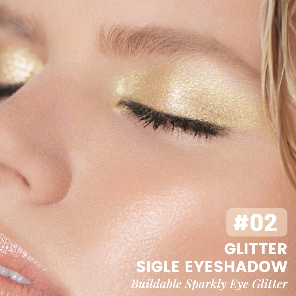 Champagne Rose Gold Shimmer Glitter Sparkling Monochrome Eyeshadow Palette,Metallic Single Eye Shadow for Older Women,Long Lasting Naturing-Looking Eye Makeup