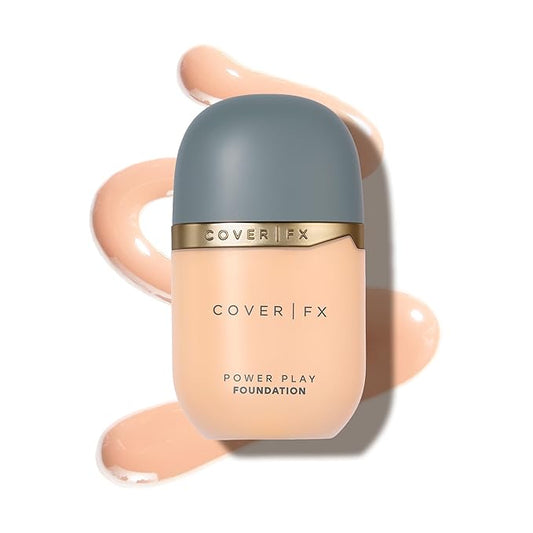 COVER FX Power Play Foundation - Shade F1 - Buildable Full Coverage - Waterproof Sweat-Proof Transfer-Proof - Natural Matte Finish - All Skin Types