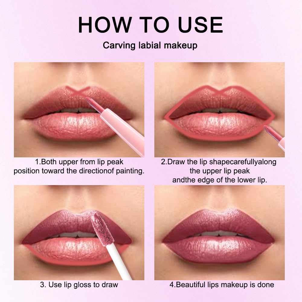 Kaely 2-in-1 Mauve Metallic Lipstick and Lip Liner, Shimmer Liquid Metallic Lipsticks for Women, Glitter Lip Gloss Stain Long Lasting Waterproof Smudge Proof 24 Hour, Vegan Makeup, 16