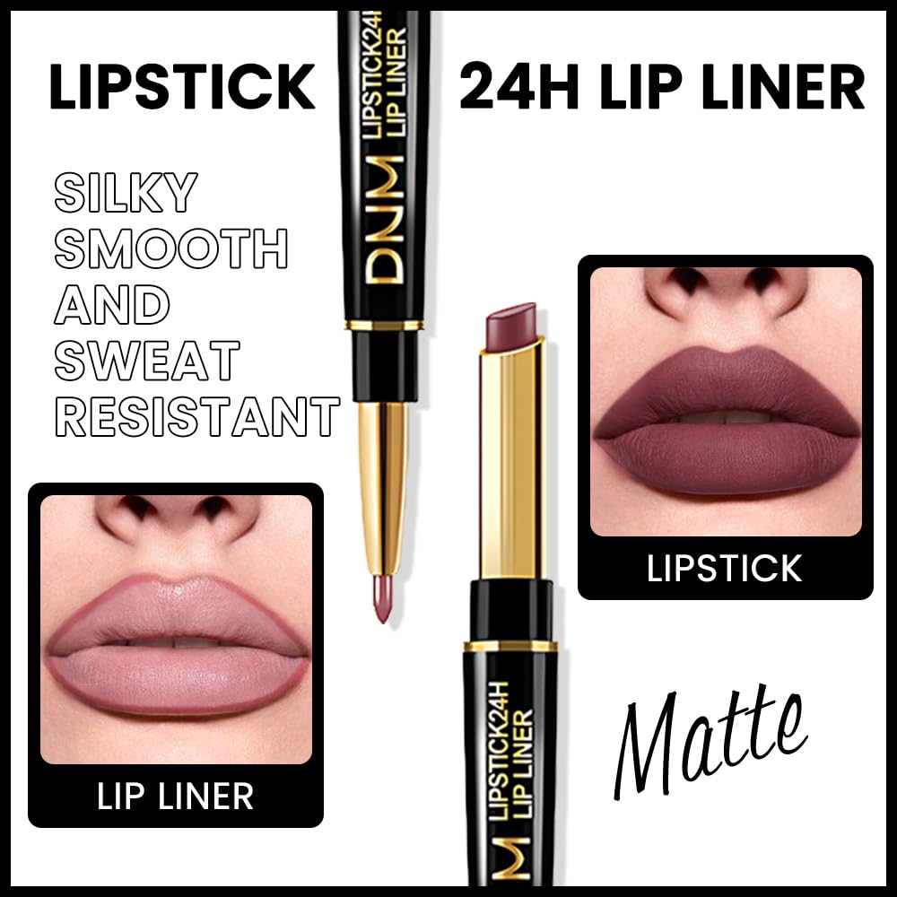 evpct 3Pcs Rose Chocolate Burgundy Red Matte Lip Liner and Lipstick Combo Set Kit for Women, Lipstick Red Magic 24 Hours Lip Liner Gloss Makeup Set Long Lasting Waterproof 24 labial, 34# 35# 36#