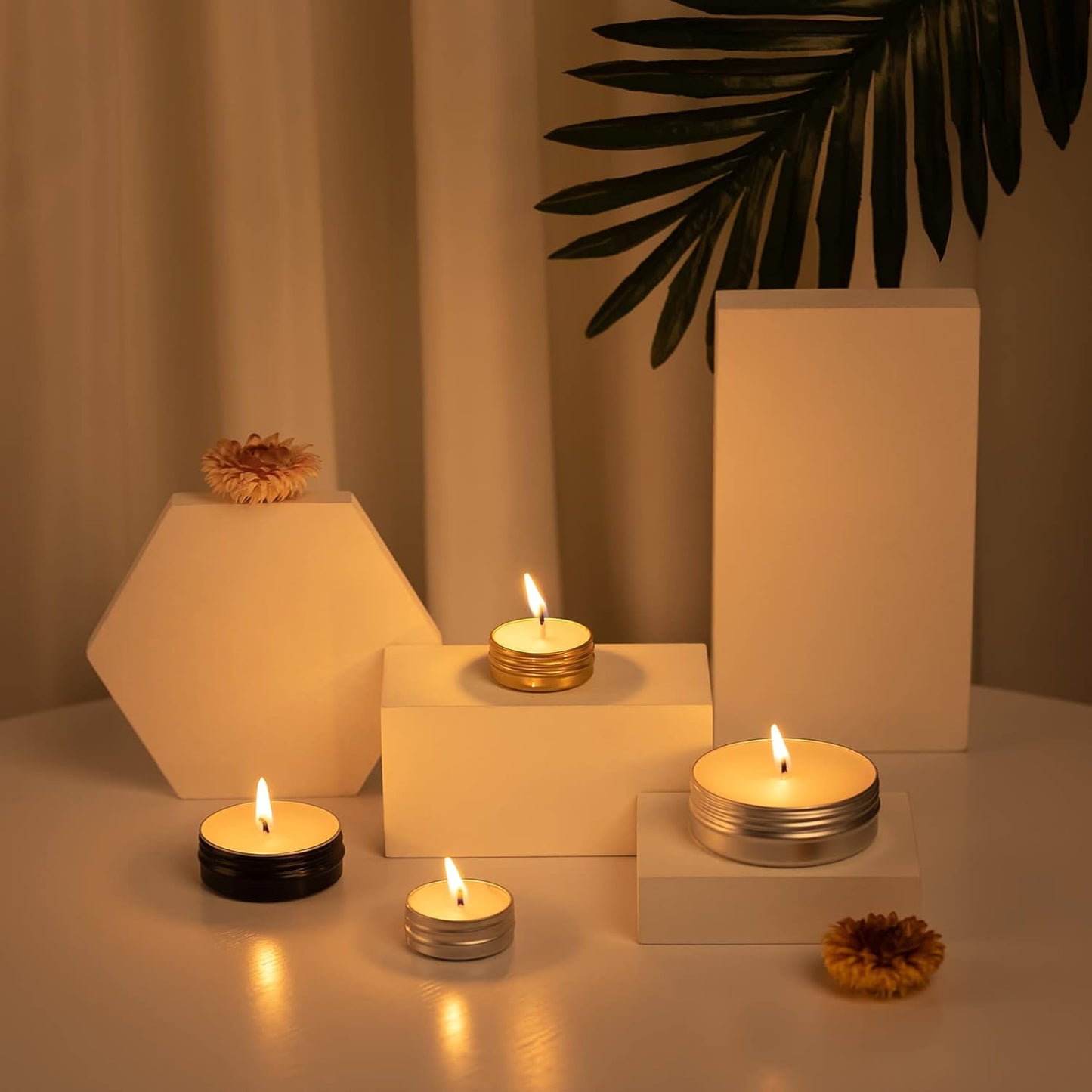 0.5 oz Screw Top Aluminum Tin Jar with Screw Lid and Blank Labels (Orange - Pack of 32)