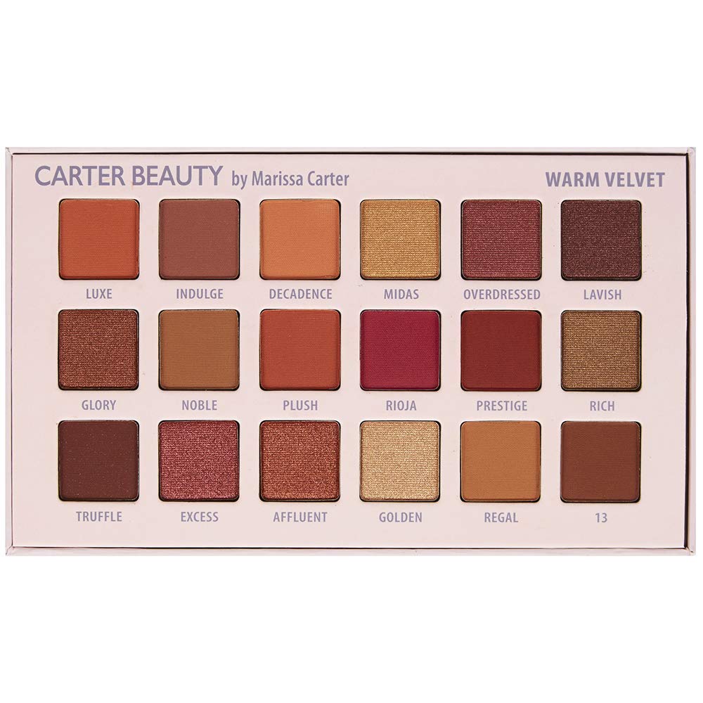 Carter Beauty by Marissa Carter 18 Shade Eyeshadow Palette | Long Lasting Eye Shadow Makeup | Shimmer & Matte Vibrant Colors (Warm Velvet)