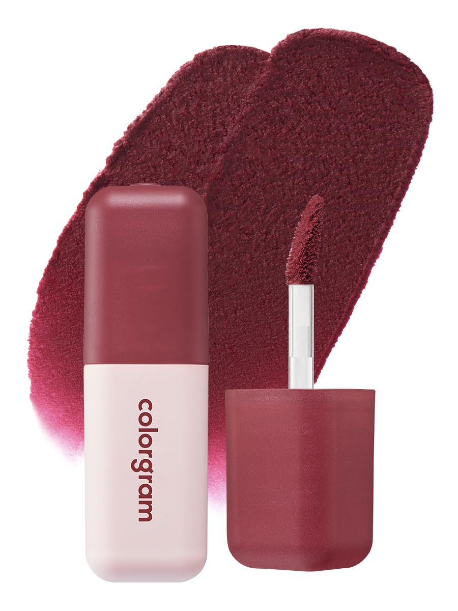 COLORGRAM NUDE BLUR TINT 12 BLOODY PLUM | Soft Velvet Matte Liquid Lipstick & Cheek Tint | Lightweight Blurring Tint for a Smooth & Airbrushed Finish | Long-Lasting & Non-Sticky Formula