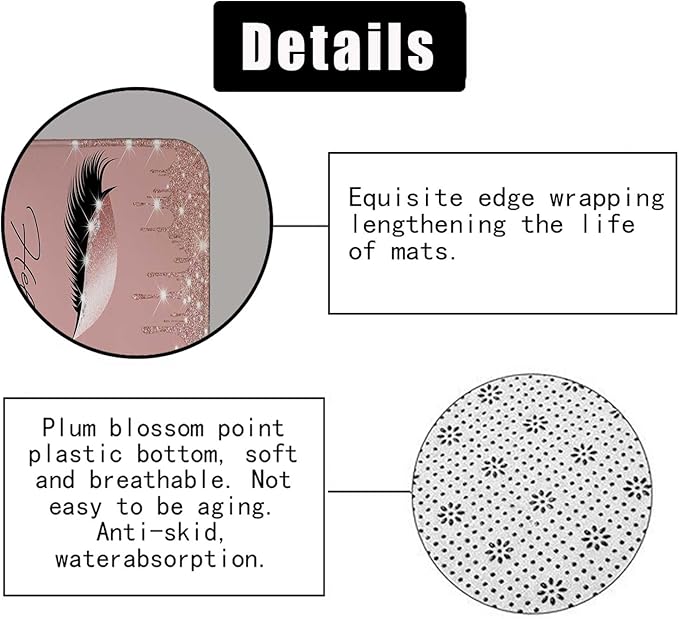 4PCS Hello Gorgeous Shower Curtain Set, Eyelash Makeup Glam Fashion Girly Pink Bathroom Decor for Women Girls, Waterproof Fabric Shower Curtain, Non-Slip Bath Mat Toilet Rug, Rose Gold Glitter