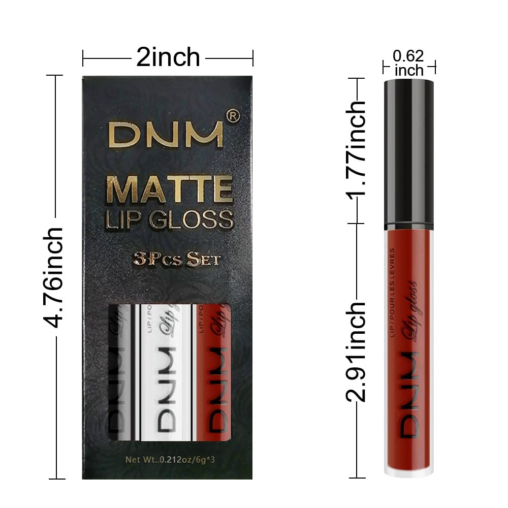 evpct 3Pcs Dark Black White Red Matte Liquid Lipstick Lip Stain Sets for Women Matte+Lipstick Long Lasting Permanent 24 hr Hours Magic Lipstick 24 Hours original Waterproof 17#