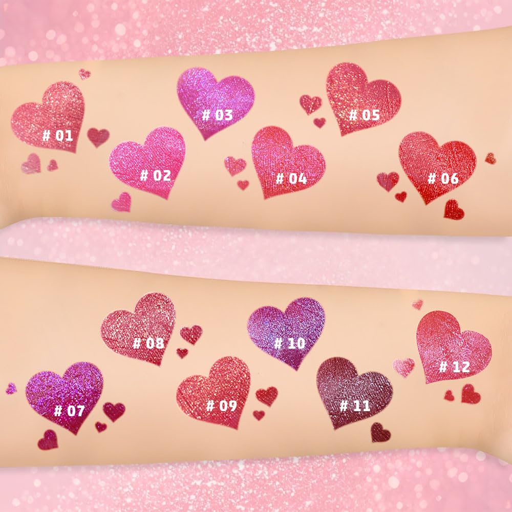 Dark Purple Metallic Lipstick for Women,Lightweight Glitter Sparkling Liquid Lipsticks,Shimmer Lip Gloss Stain Long Lasting Waterproof Smudge Proof Non-Drying 24 Hour Full Coverage Lip Makeup,Vegan