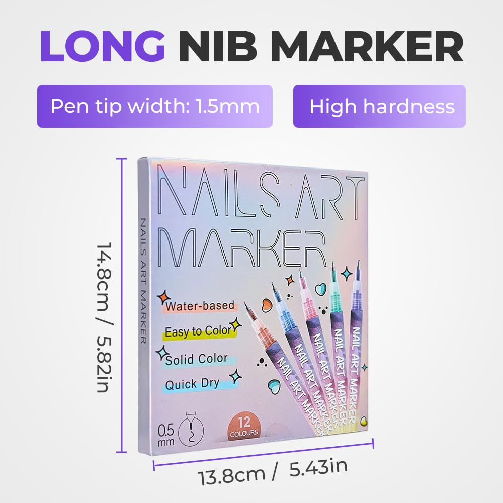 12 Colors Nail Art Pens Set, 2025 Upgrade Nail Art Markers for Gel Nails, 3D Nail Polish Pens, Drawing Painting Point Dotting Pen Acrylic Paint Marker for DIY Nails Art Manicure Tools (1 Set)