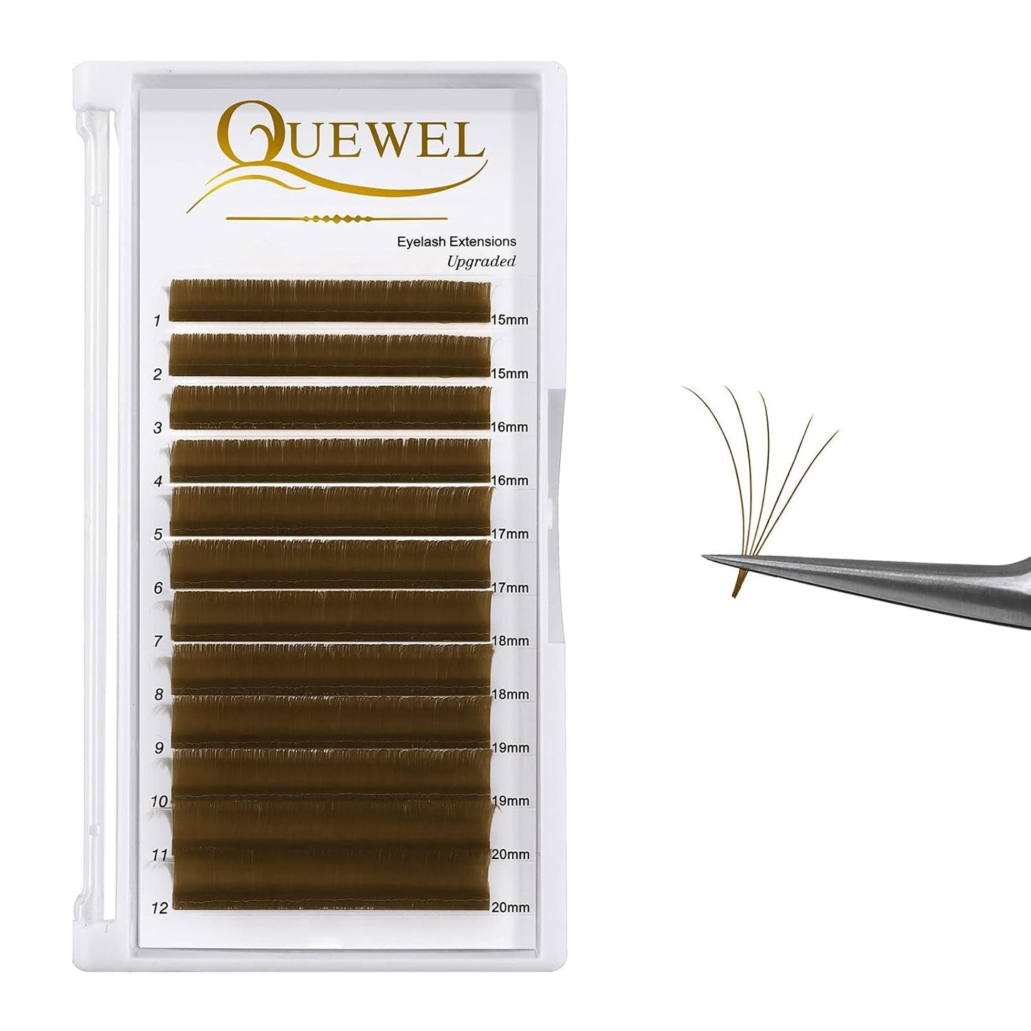 Volume Lash Extensions 0.07mm D Curl 15-20mm Brown Eyelash Extensions Easy Fan 2D-20D Self Fanning Color Lashes (Brown 0.07 D 15-20mm)
