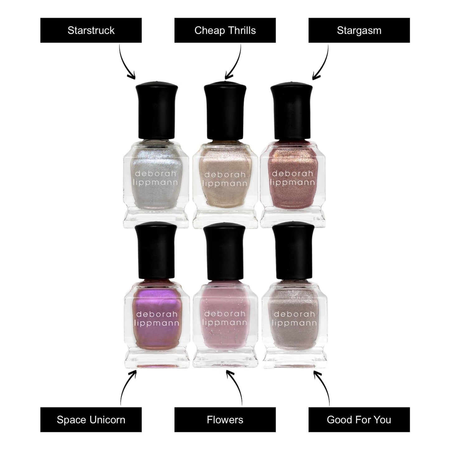 Deborah Lippmann Nail Polish, Gel Lab Pro Set | Treatment Enriched for Nail Health, Wear and Shine | No Lamps or Tools & 21-Free | Bejeweled, 6 Bottles