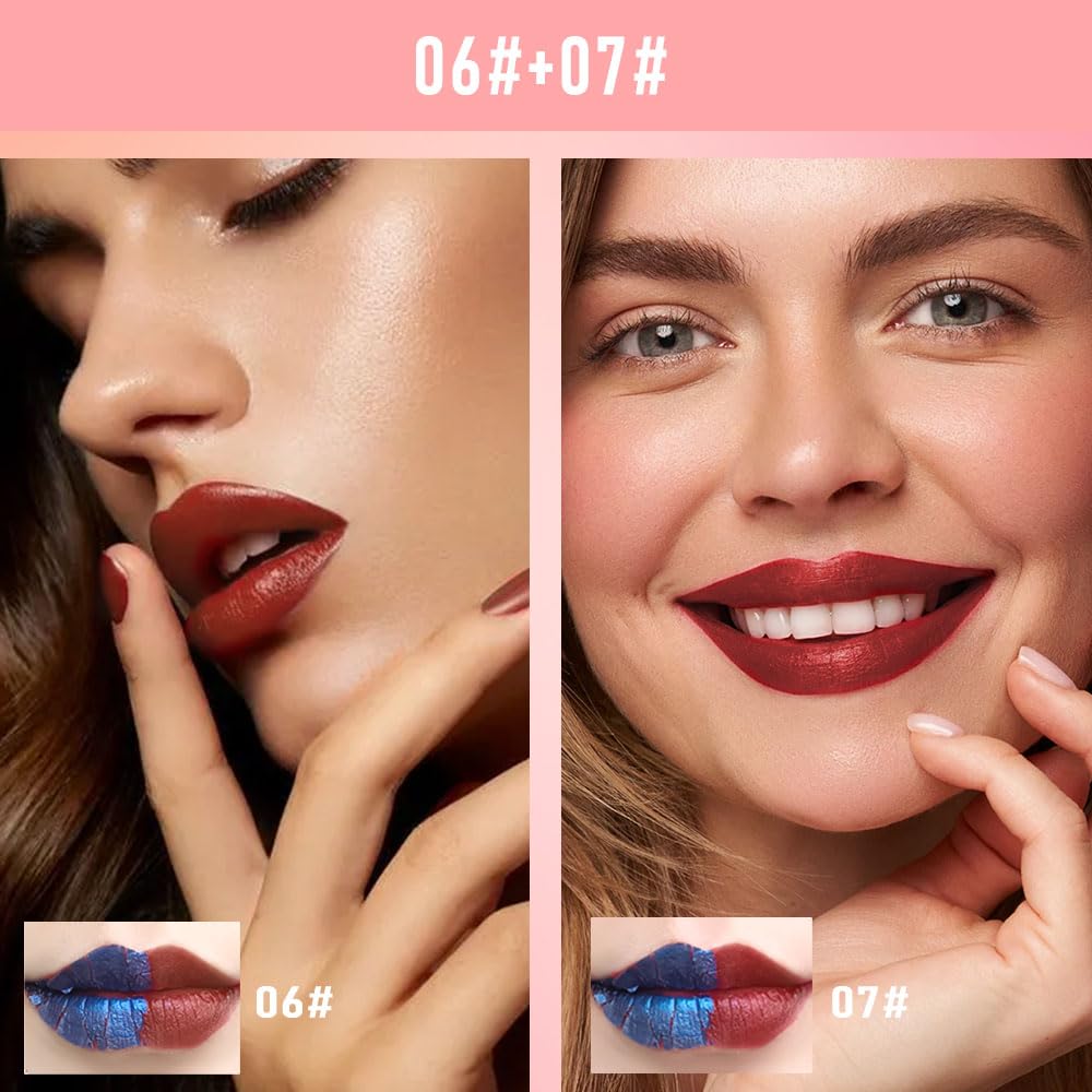 Lip Stain Peel Off Set–Long Lasting Waterproof Lip Tint, Smudge Proof Transfer Resistant Lip Stains Tattoo,High Pigment Matte Lip Color, Kiss Proof Peel Off Lip Stain Masque, Stay Lip Makeup 06+07