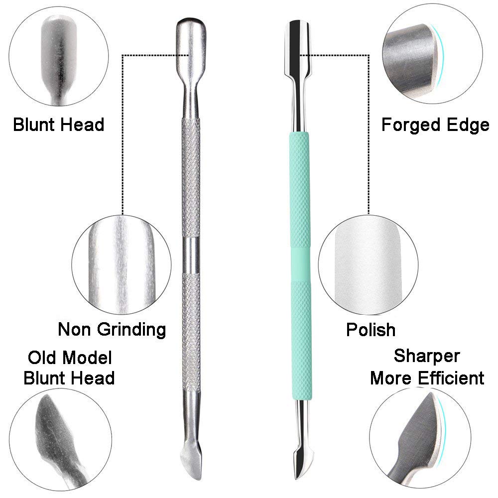 Ejiubas Cuticle Trimmer with Cuticle Pusher Cuticle Nipper Professional Grade Stainless Steel Cuticle Remover Cutter Clipper Durable Pedicure Manicure Tools (Green)