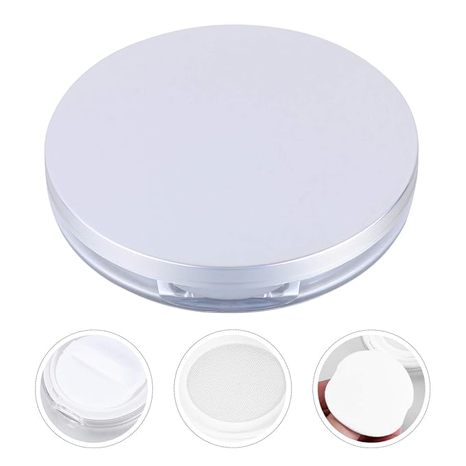 Artibetter Empty Reusable Powder Box 2pcs Loose Powder Containers with Elasticated Net Sifter, Mirror and Puff 5g Loose Powder Compact Case Air Cushion Case for DIY Makeup and Travel ( ) Travel Powder