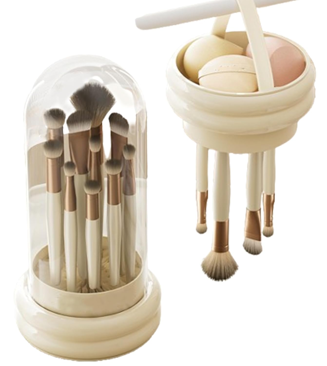 Makeup Brush Holder, 3 in 1 Silicone Makeup Brush Cleaner Mat white