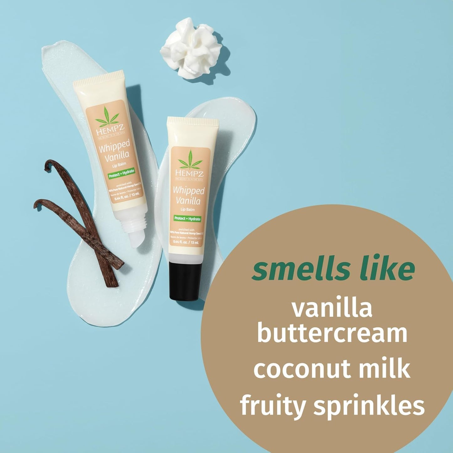 Hempz Hydrating Lip Sleeping Mask - Whipped Vanilla (.70 Oz.) | Overnight Hydrating Lip Balm with Vanilla Lip Butter Balm, Soothing and Hydrating Lip Care for Men or Women, .44oz