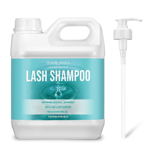 Lash Shampoo Bulk, Eyelash Cleanser for Extensions 2 Liters, Dispenser Pump, Safe Makeup Remover, Non-irritating or Burning Eyelid Foaming Cleanser for Professional Salon and Home Use (Unscented-2L)