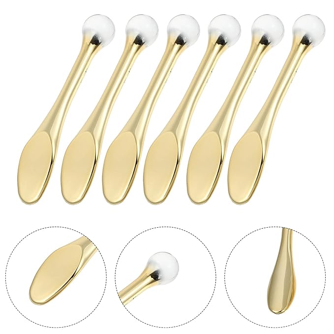 EXCEART 6pcs Metal Makeup Spatula Mini Spoon Eye Cream Massage Sticks Beauty Scoop for Facial Cosmetic Face Cream