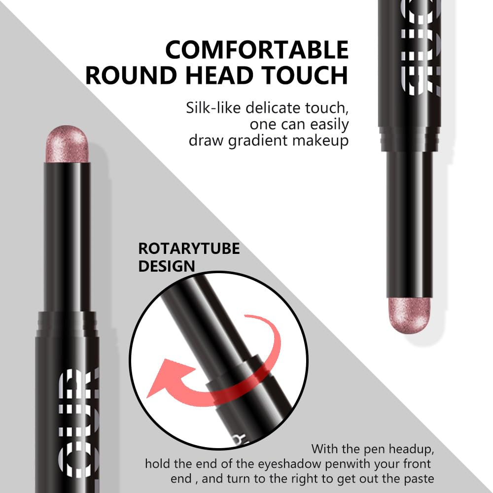 6Pcs Cream Eye Shadow Sticks Makeup for Women, Nude Beige Smoky Pale Rose Gold Rose Gold Champagne Gold Copper Shimmer Matte Eye Shadow Brightener Stick for Eyes, Waterproof Eyeshadow Pencil Set01