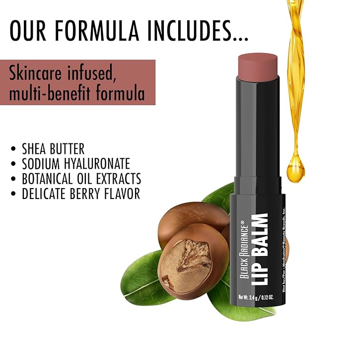 Black Radiance Beyond A Pout Plumping Lip Balm, Moisturizes & Conditions with a Blend of Botanical Oils & Hyaluronic Acid For a Glossy Finish, Vegan, Cruelty-Free - Kissable