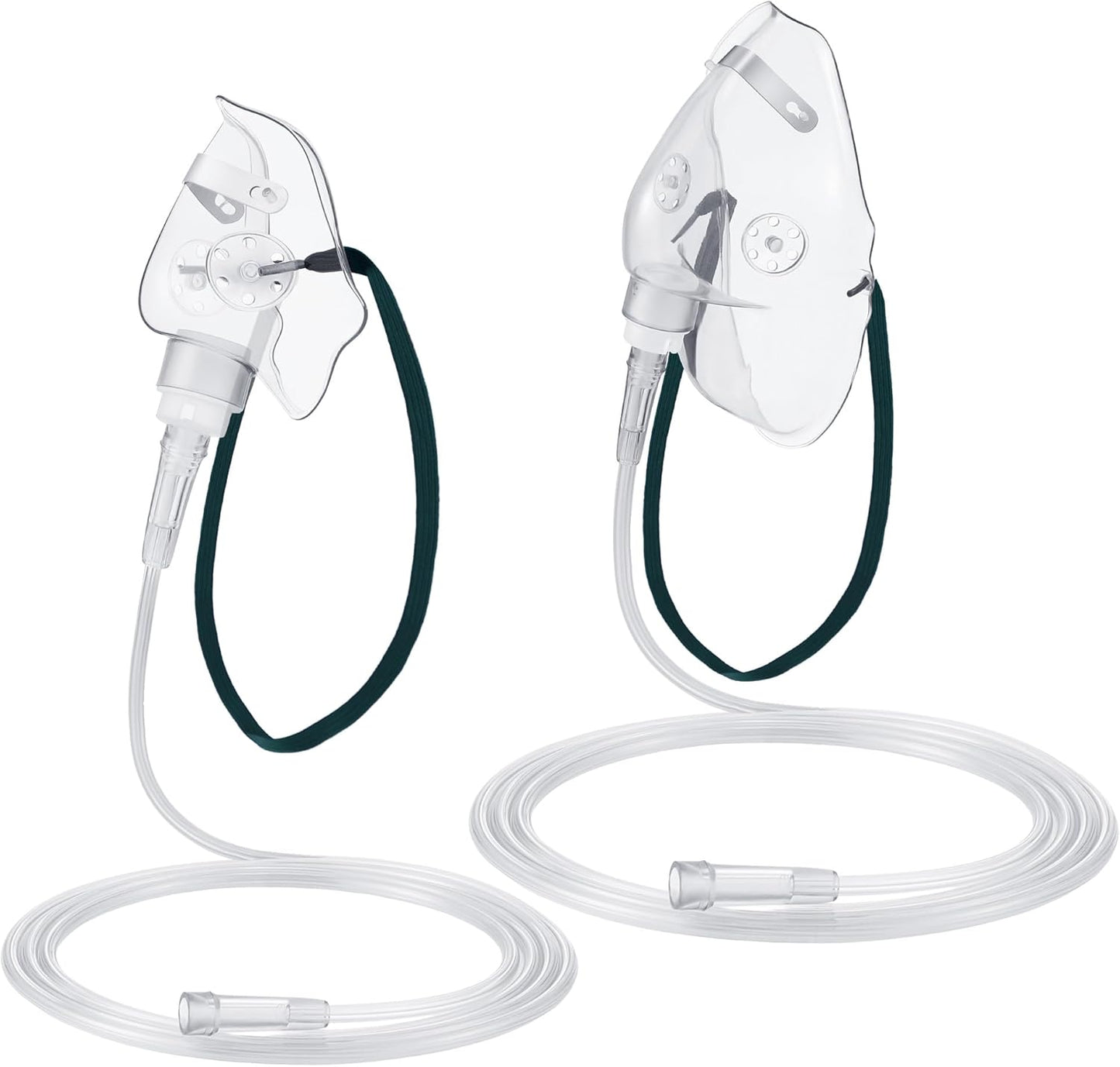 Geiserailie 2 PCS M/L Oxygen Mask with 6.6 Ft Tubing and Adjustable Elastic Strap, Adult Oxygen Mask with Tubing, Transparent Masks for Face Adult