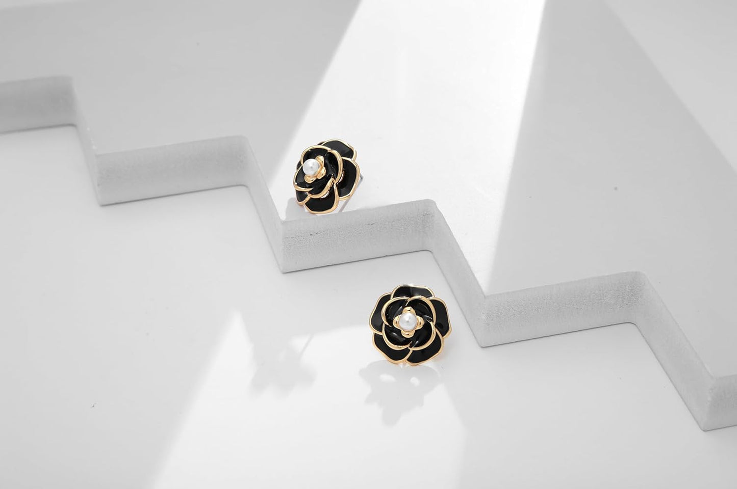 CLASSYZINT Gold/White/Red/Black Flower Stud Earrings For Women