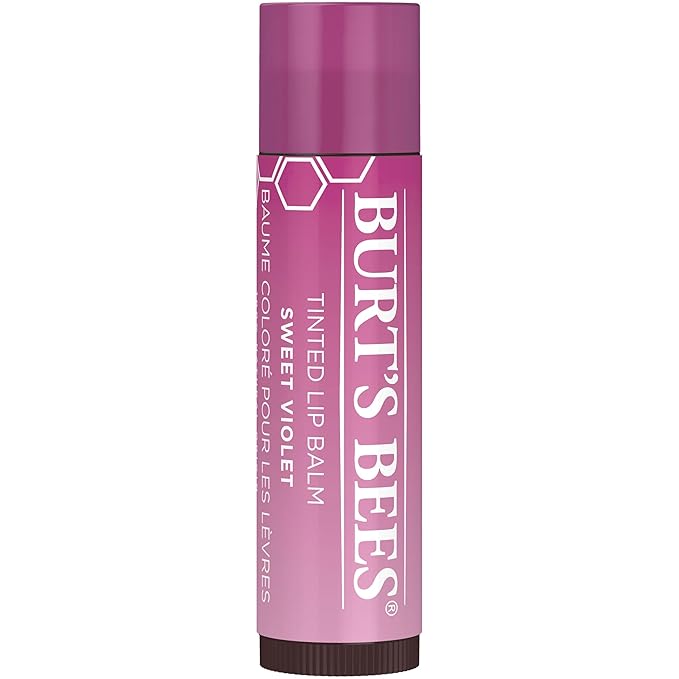 Burt's Bees Lip Tint Balm with Long Lasting 2 in 1 Duo Tinted Balm Formula, Color Infused with Deeply Hydrating Shea Butter for a Natural Looking Buildable Finish, Sweet Violet (2-Pack)