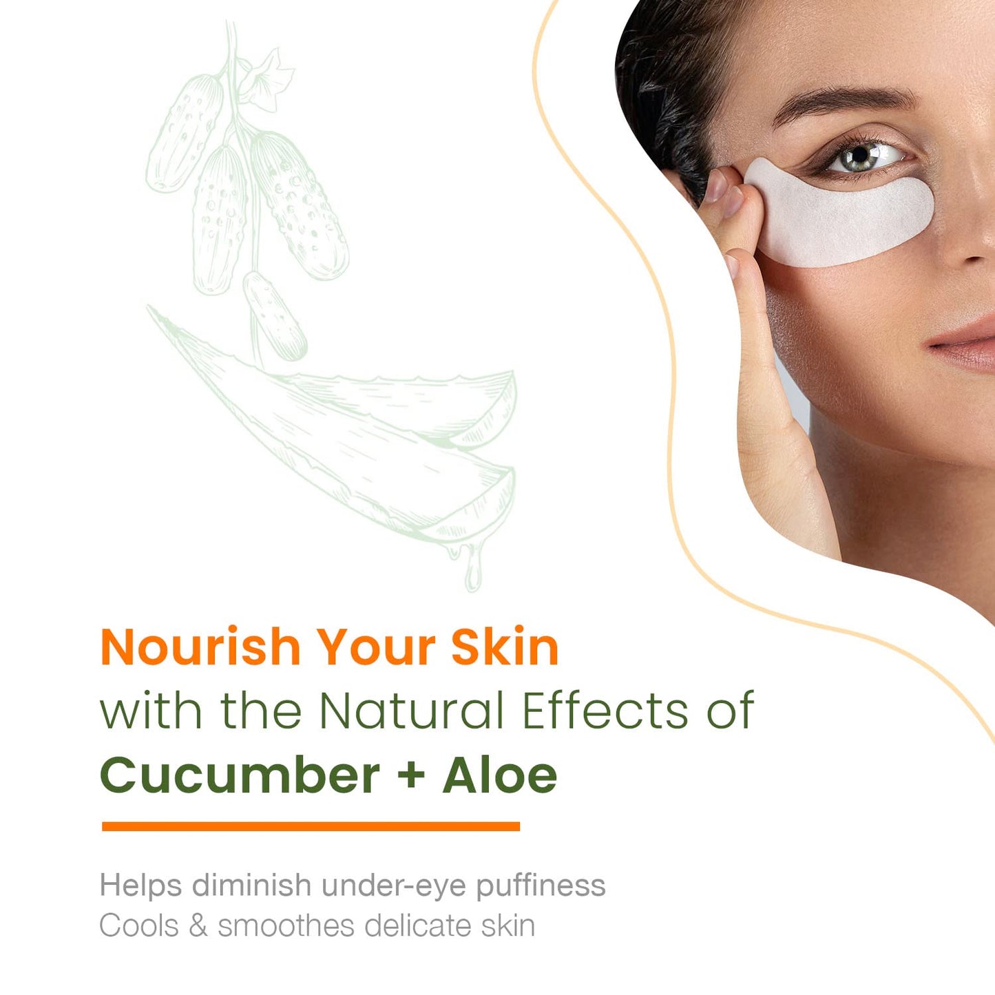 Cucumber & Aloe Under Eye Patches - Diminishes Dark Circles & Puffiness, Anti-aging, Cooling & Soothing Under Eye Pads - Cruelty Free Korean Skin Care For All Skin Types - 5 Pairs