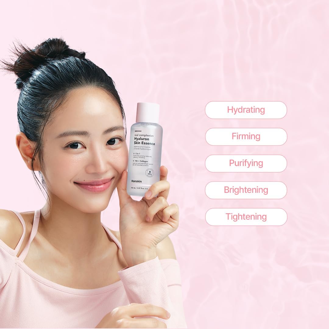 Hanskin Hyaluron Skin Essence Toner – Korean Hydrating Toner | Hyaluronic Acid & Collagen | Lightweight Moisturizing Astringent for Dry, Sensitive & Dull Skin | Daily K-Beauty Skincare (5.07 fl oz)