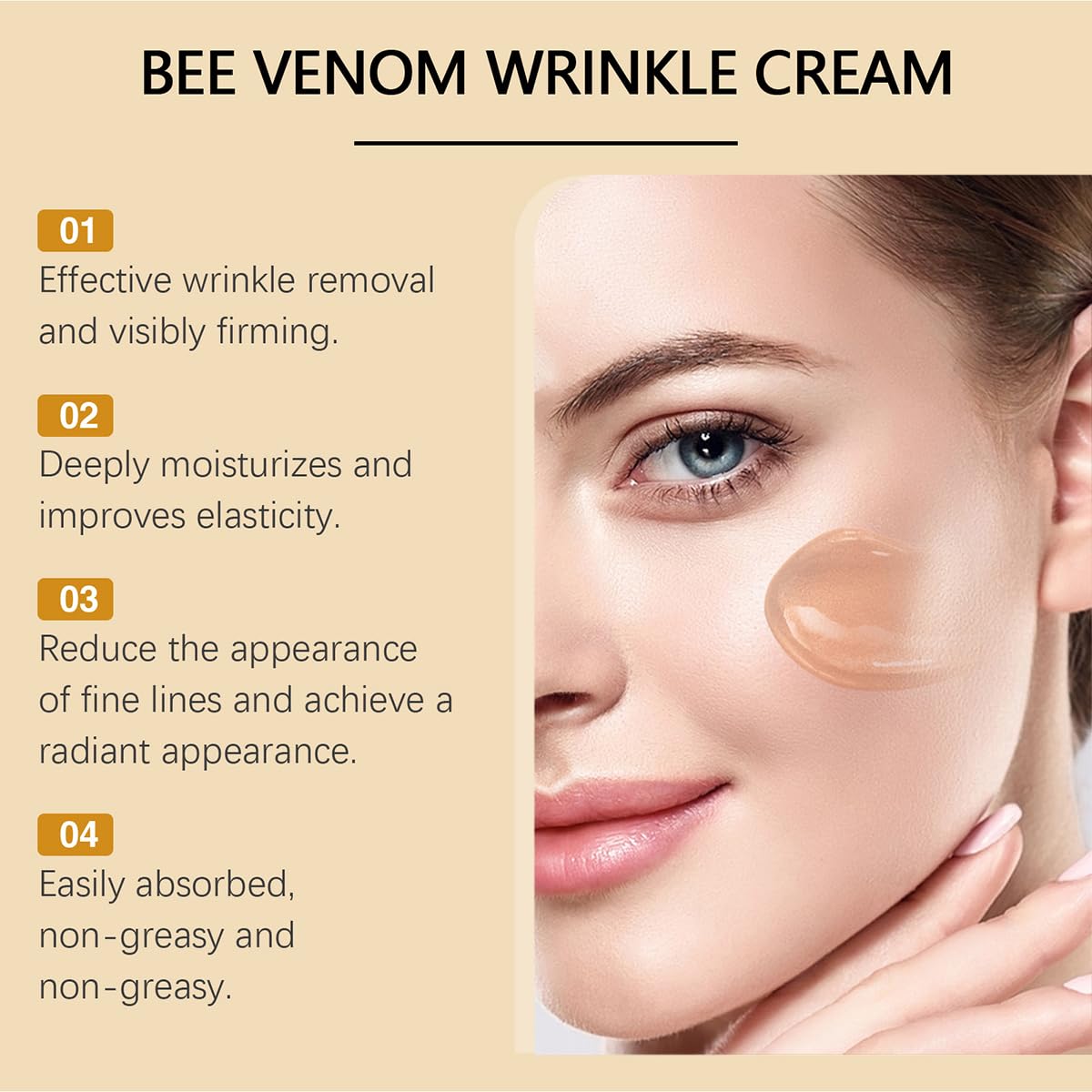 Bee Venom Moisturiser Cream Wrinkle Removal & Firming, Anti-Aging Eye & Face Bee Venom Skin Treatment Cream (3 Packs, 0.71Oz)
