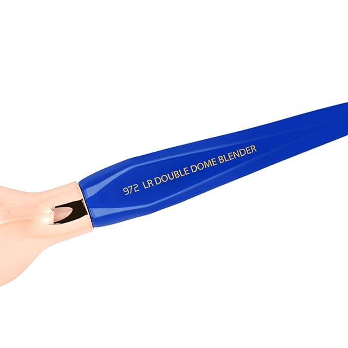 Bdellium Tools Professional Makeup Brush - Golden Triangle 971 Large Slanted Double Dome Blender - With All Vegan and Soft Synthetic Fibers, For Foundation Application & Blending (Blue, 1pc)
