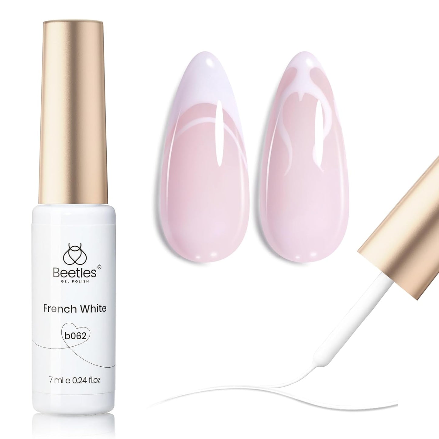 Beetles White Gel Liner Nail Polish 7ml French Tip Gel Polish White Nail Art Painting for Thin Line Nails Design Nails Stuff Soak off Uv Lamp Manicure Salon Gifts for Women