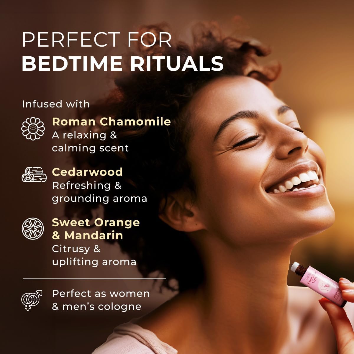 Gya Labs Bedtime Essential Oil Roll on - 100% Pure Natural Oil Roller for Restful Nights, Blend of Calming Chamomile, Sweet Orange & Cedarwood, Relaxing Aromatherapy, Travel Size (0.34 Fl Oz)