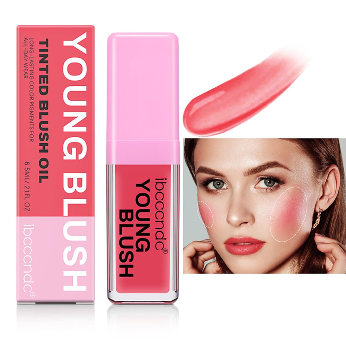Color Changing Blush Oil, Skin's Natural PH Changing Blush for Dewy, Lightweight & Waterproof & Moisturizing Formula, Lasting Hydrating Rouge for All Skin, Easy To Blend, 6.5ml (Pink)