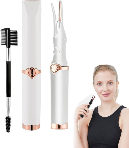 Peshoriadm Eyelash Curler, 2-in-1 Electric Heated Eyelash Curler, 3 Temperature Modes, USB Rechargeable Eyelash Styling Tool,Natural Curling for Women Makeup Tools (White)